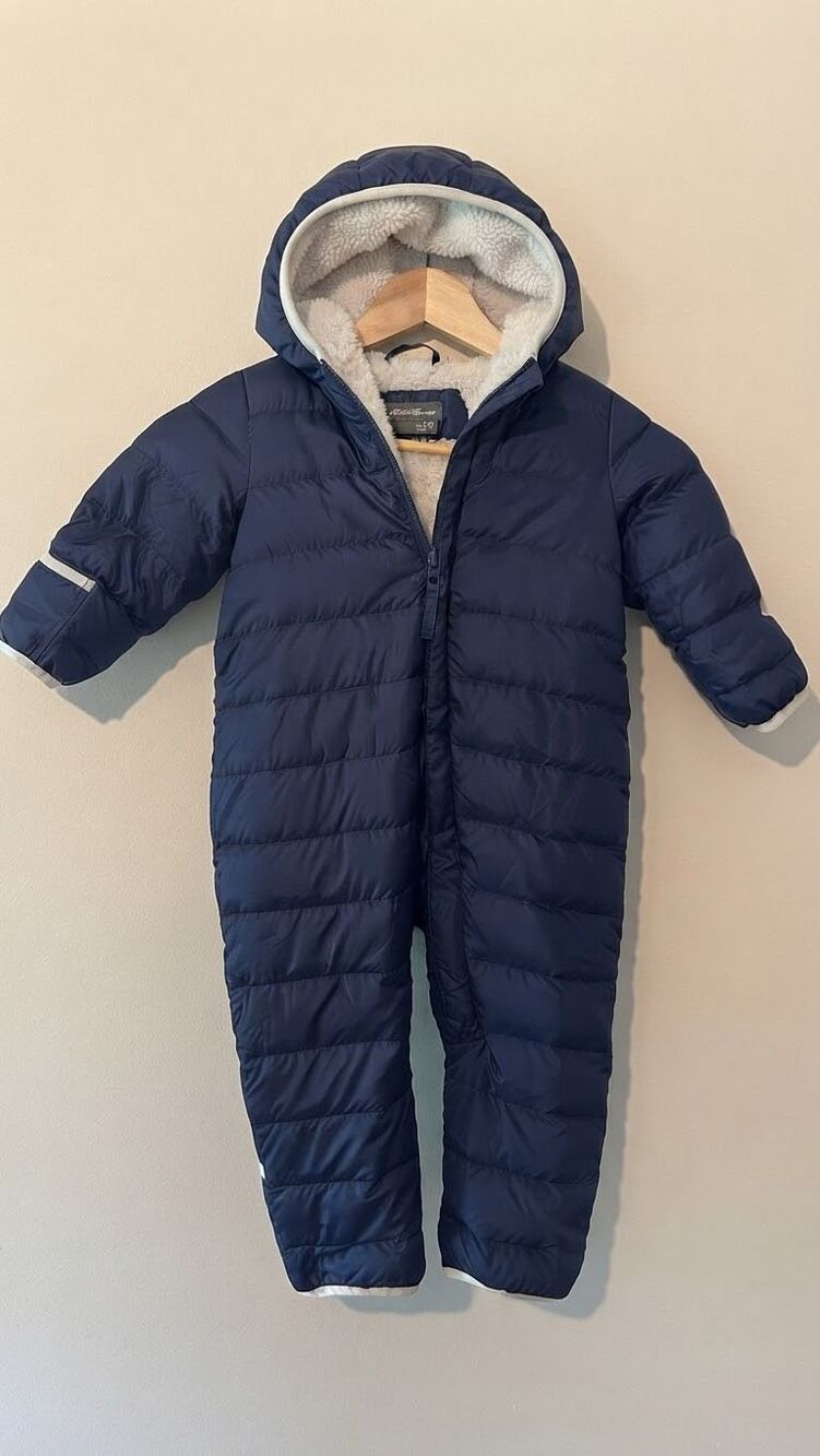 Eddie Bauer Kids Baby Down Snowsuit Bunting Puffer Jacket Blue 12M 12 Months